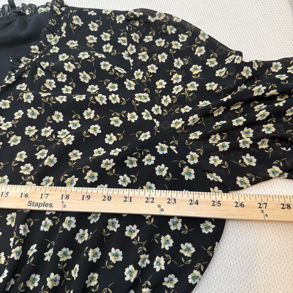 Ever New Black Floral Long Sleeve Dress size 20 - Picture 8 of 13